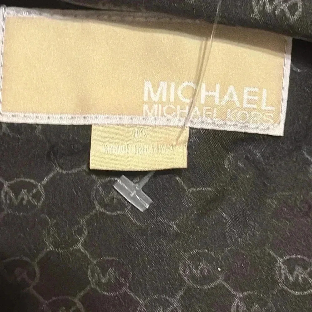 NWT $280 Michael Kors Designer Blk Signature Coat Trench Water Resistant Woven - Picture 13 of 16